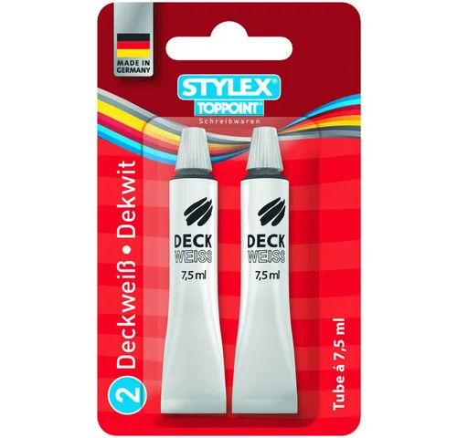 Stylex 25024 - 2 Tuben Deckweiß, je 7,5 ml, hochwertige Qualität und in Deutschland hergestellt
