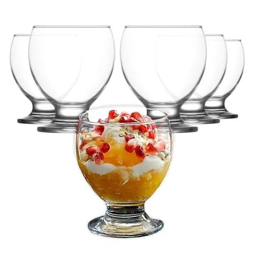DMA-Z Dessertschalen & Trinkgläser 6er-Set – 250 ml | Vielseitige Glas-Schalen für Dessert, Eis, Pudding & Getränke | Spülmaschinenfest
