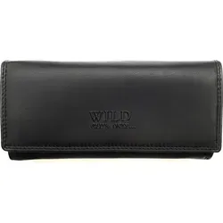 Große Damen Geldbörse Echtleder RFID Schutz 18 Kartenfächer Langformat schwarz