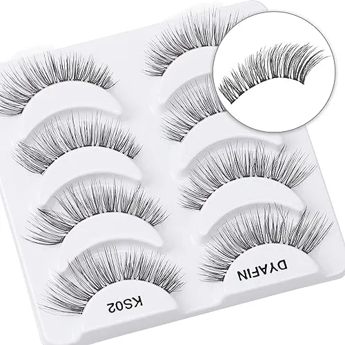 DYAFIN 3D Wimpern 4 Paar, Natürliche Künstliche Wimpern Set Fake Lashes Set Wimpern Natürliche Wiederverwendbar Handgemachte Leichte Falsche Wimpern