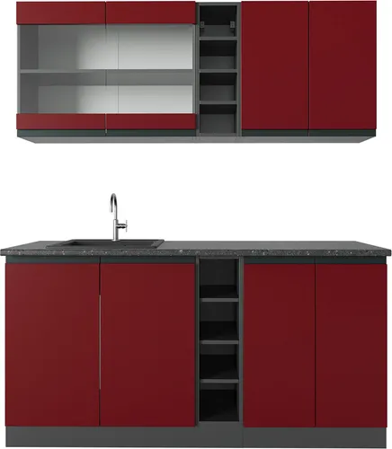 Vicco Küchenzeile R-Line, Rot/Anthrazit, 160 cm von Vicco