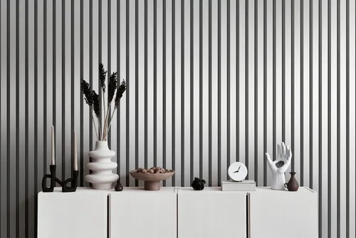 A.S. Création Vliestapete mit Wandpaneelmotiv mit Metallic-Effekt 0,53 x 10,05 m – Schwarz Silber Metallic – Tapete in Holzoptik Made in Germany – 786271