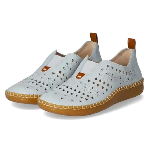 Rieker Damen Slipper N2452 in Extraweite H mit Lochmuster - Blau, Größe 41 - Sommerlicher Slipper von Rieker in Extraweite H. Mit luftigen Lochmustern und herausnehmbarer Sohle für individuellen Komfort. Leicht und rutschfest für perfekten Tragekomfort an warmen Tagen.