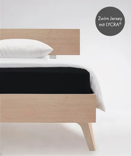 fleuresse Spannbettlaken Comfort Jerseyspannlaken 180-220 cm - Bettlaken aus 96% Baumwolle mit elastischem Gummizug, ideal für Matratzen bis 26 cm Höhe in edlem Schwarz für optimalen Schlafkomfort.