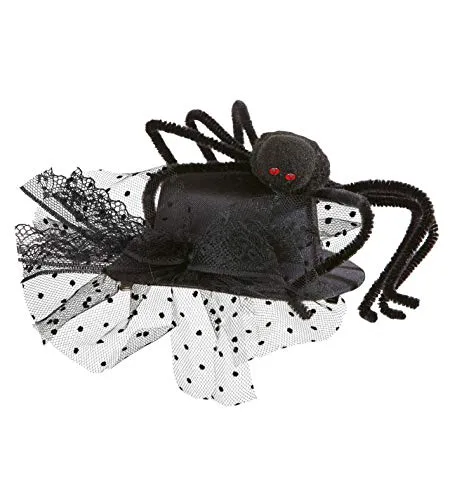 W WIDMANN MILANO Party Fashion 9394X - Minizylinder mit Spinne, Accessoire, Hut, Mottoparty, Karneval, Halloween