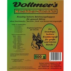 Vollmers Knabber-Snacks 10 kg - Fleischfreier Leckerbissen für Hunde, reich an Vitaminen und Calcium zur Zahnpflege und als Belohnung