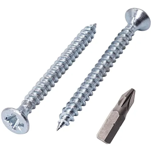 SKIR'CO (100 Stück) Verzinkter Stahl 3,5 x 40 mm Silberholzschrauben, Pozidriv Senkkopf, Spanplattenschrauben, PZ Vollgewinde (100, 3,5 x 40 mm)