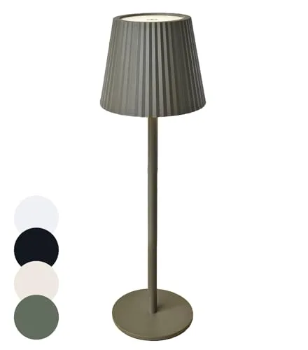 Coen Bakker LED Tischlampe dimmbar mit Touch IP44 Lampe USB 3 Lichtfarben für Innen & Außen 36,5x11 cm Tischleuchte, Farbe:Taupe