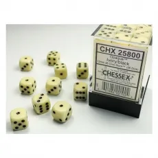 Chessex Würfel - 12 mm - Opaque Ivory/black (Würfelset 36 x W6) 292596