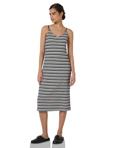 Street One Studio Damen F144512 Gestreiftes Spitzenkleid - Kleider für Damen, knielanges Trägerkleid mit gerundetem V-Ausschnitt, aus Baumwollmix mit Stretchanteil für optimalen Tragekomfort.