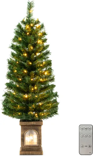 COSTWAY Künstlicher Weihnachtsbaum 120cm mit 3 Lichtmodi
