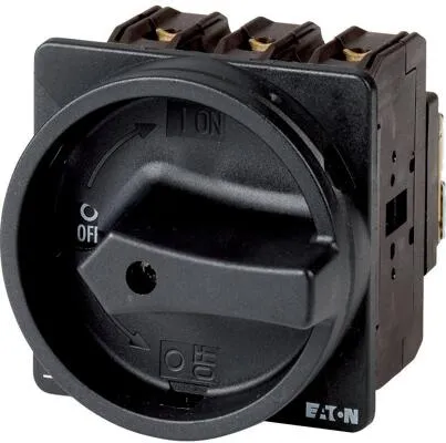 Eaton 057857 P3-63 Hauptschalter 3-polig 63 A - Hauptschalter mit HALT-Funktion, ideal für sichere Elektroinstallationen, abschließbar in 0-Stellung, Schutzart IP65, perfekte Wahl für industrielle Anwendungen.