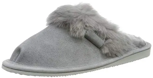 Hollert Leather Lammfell Hausschuhe - Malibu Damen Pantoffeln, Grau, 42 EU - Bequeme Damen Hausschuhe aus 100% Merino Lammfell mit temperaturausgleichendem und atmungsaktivem Design. Ideal für ganzjährigen Komfort und warme Füße.