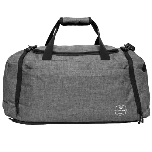 Bearformance® Ultimate Sportbag | nachhaltige Sporttasche mit Schuhfach & Nassfach mit Rucksackfunktion für Herren & Damen für Sport, Training, Gym, Reise aus recyceltem PET | Größe M 42L | Grau