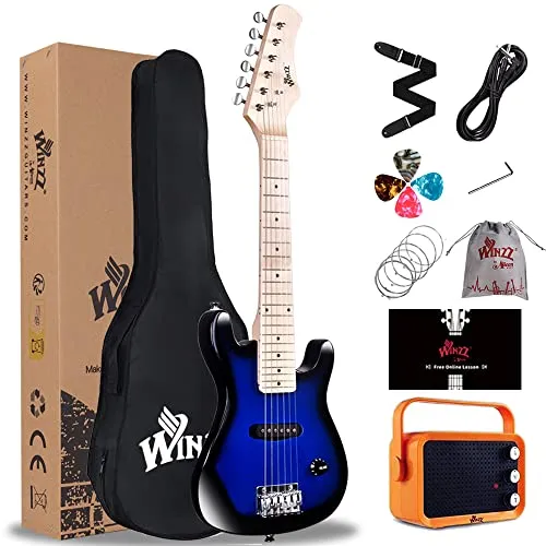 Winzz 30 Zoll Mini E-Gitarre für Kinder mit Verstärker