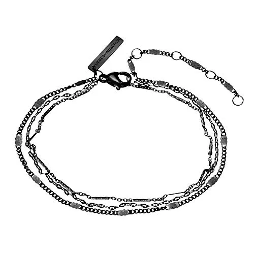 Liebeskind BERLIN TIME & JEWEL Armband LJ-0636-B-22 - Elegantes Damenarmband in Layering Optik mit Kettenmix, aus poliertem Edelstahl in IP black, verstellbar von 17-22 cm. Perfekt kombinierbar und ein ideales Geschenk für jeden Anlass.