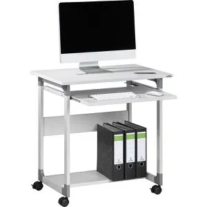 Durable Computertisch 3796-10, SYSTEM, mobil mit Rollen - Computertisch mit lichtgrauer Melaminharzbeschichtung, ausgestattet mit Rollen und Tastaturauszug für maximale Flexibilität im Home Office oder Büro.