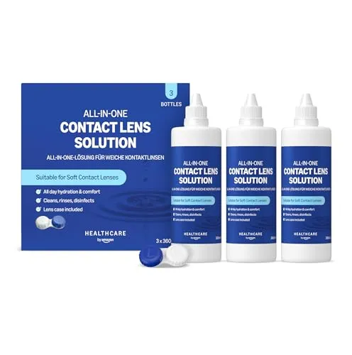 Healthcare by Amazon All-In-One Lösung für weiche Kontaktlinsen – Bio-verträglich für empfindliche Augen, 3 x 360 ml