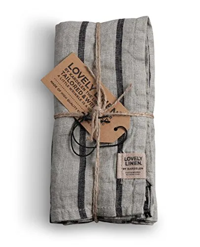 Lovely Linen Stoffserviette Linen Stripe Serviette Leinen black (1 Stück)