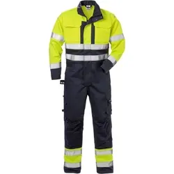 Fristads Flame High Vis Overall Kl. 3 8084 FLAM 125949 - Warnschutz-Gelb/Marine - XL - Zertifizierter Flammschutz-Overall für Schweißarbeiten, aus strapazierfähigem Material, ideal für industrielle Wäsche und höchste Sicherheit bei der Arbeit.