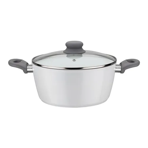 GSW Kochtopf Fiona, Aluminium, weiß mit Softtouch-Griff - Gemüsetopf mit kratzfester ILAG® CERAMIC-Veredelung, ideal für alle Herdarten inklusive Induktion und optimaler Wärmeleitfähigkeit für fettfreies Kochen.