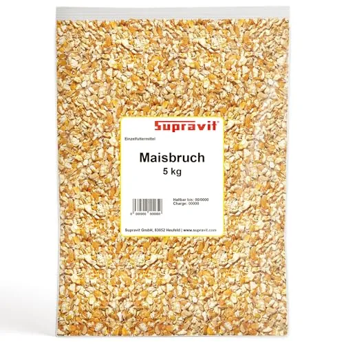 Supravit Maisbruch I 5kg getrockneter Mais I geschroteter Mais als Einzelfutter oder Mischfutter I hochverdaulicher Bruchmais als Vogelfutter, Hühnerfutter oder für Kaninchen & Pferde (5kg)