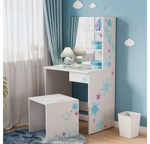 Vicco Schminktisch Schneeflocke, Weiß, 55 cm mit Hocker von Vicco