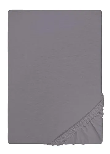 Traumhaft Schlafen - Castell - Markenbettwäsche 0077113 Spannbetttuch Jersey Stretch 1x 180x200 cm - 200x200 cm, Silber/grau