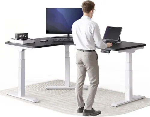 DESKSPACE Höhenverstellbarer Eckschreibtisch mit Kollisionsschutz - Ergonomischer Eckschreibtisch mit elektrischer Höhenverstellung von 58 bis 123 cm. Ideal für Homeoffice und Büro, bietet stabilen Stand und leise Motoren für eine schnelle Anpassung. Inklusive Memory-Funktion für individuelle Einstellungen.