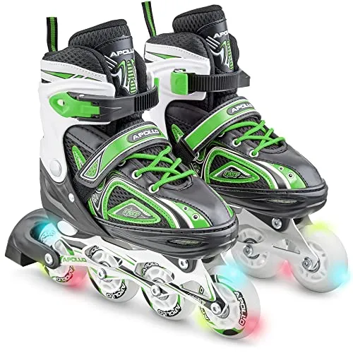 Apollo Super Blades - Größenverstellbare Inline Skates für Damen und Kinder - Inliner für alle Altersgruppen, leicht und robust mit LED-Rädern. Wachsen mit den Füßen über 4 Größen und bieten hohen Komfort sowie Stabilität für sicheres Fahren.