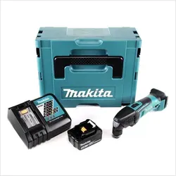 Makita DTM 50 RM1J Akku Multifunktionswerkzeug 18V - Multifunktionswerkzeug für Schneiden, Schleifen und Sägen, inkl. 4 Ah Akku und Ladegerät, mit LED-Beleuchtung für optimale Sicht im Arbeitsbereich.