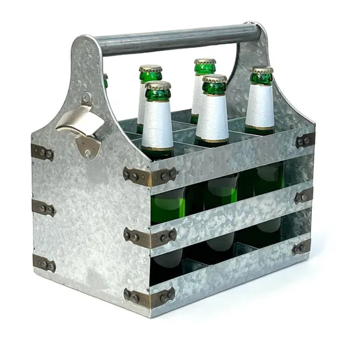 DanDiBo Flaschenhalter Bierträger Metall mit Öffner für 6 Flaschen - Robuster Flaschenhalter aus Metall für 6 Flaschen, ideal für Gartenpartys und Ausflüge. Inklusive Flaschenöffner, perfekt als Geschenk für Vatertag oder Geburtstag.