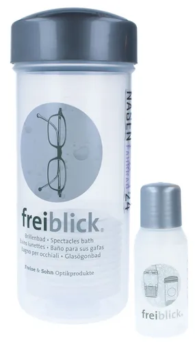 freiblick Brillenbad SET | Schüttelbad zur Brillenreinigung in Silber/Grau - NEU