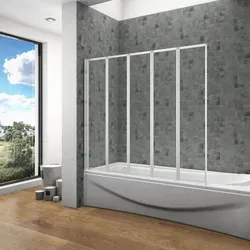 120x140cm Badewannenfaltwand 5-teilig Badewannenaufsatz Falttür Duschwand Duschabtrennung mattgrau Faltwand Trennwand - Transparent/Silber
