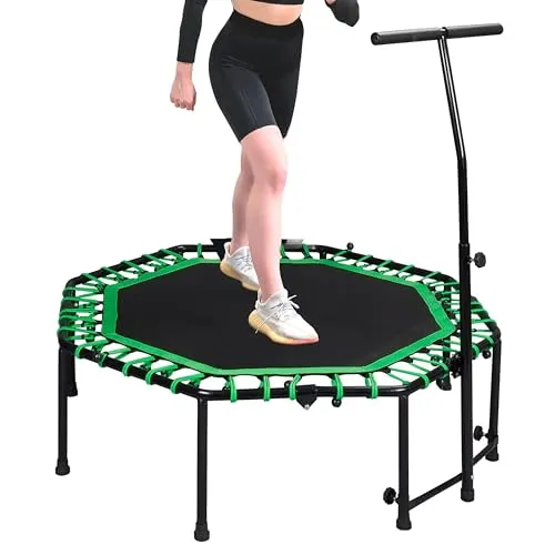 Deluxe Fitness Trampolin mit Griff, 3-stufig höhenverstellbar, Schaumstoff ummantelt Rot