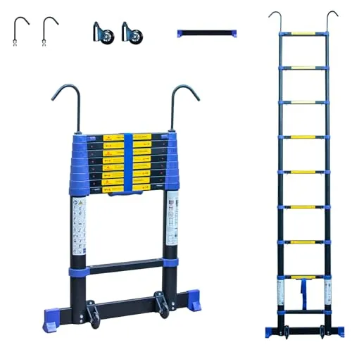 HOSTRÖM Teleskopleiter 2,6m TELESCOVA8+, Aluminium, Faltbar, Ausziehbar, Multifunktion, Maximale Arbeitshöhe 3,5m, Abnehmbare Haken, 5 Jahre Garantie
