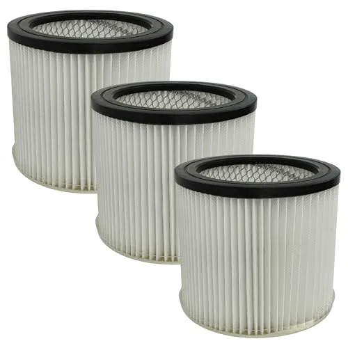 vhbw 3x Faltenfilter Ersatz für Scheppach 7907709719 für Nass- & Trockensauger - Patronenfilter, Schwarz Weiß