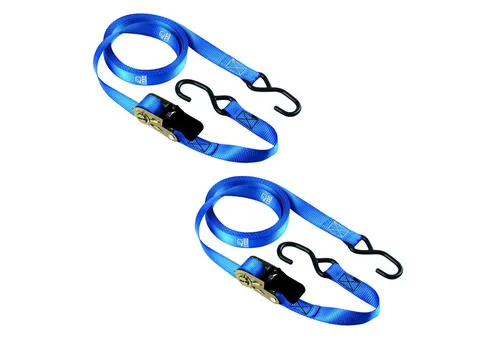 BASI Ratschengurt Schlossverlängerung (Spar-Set, 2-tlg), 2er Set, Ratsche/S-Haken, bis 250 kg, Gurt 2,5x500 cm, Zurrgurtt, TÜV