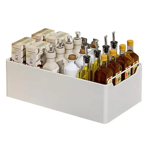 Creperture Ausziehbare Schublade Küche, Ausziehbare Küchenorganisatoren Erweiterbarer, Kein Bohren Metall Küchenschrank Innenschublade Organizer Ausziehbar, Weiß, 25cm B x 43cm T x 14 cm H