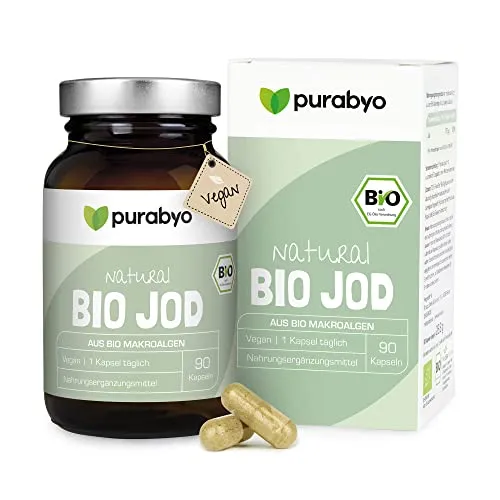 Bio Jod Kapseln | aus Algen der nördlichen Hebriden | Bio Kelp vegan | im Glas | 150 μg organisches Jod | 1 Kapsel täglich | 3-Monatsversorgung | vegan, laborgeprüft, in Deutschland hergestellt