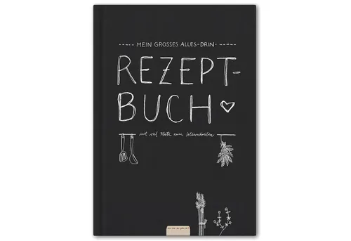 Eine der Guten Verlag Notizbuch Mein großes Alles-Drin XXL Rezeptbuch - Kreiere dein individuelles Kochbuch mit Platz für bis zu 87 Rezepte. Das elegante Hardcover-Design und nachhaltiges Papier machen es zum perfekten Geschenk oder für deine eigene Küche.