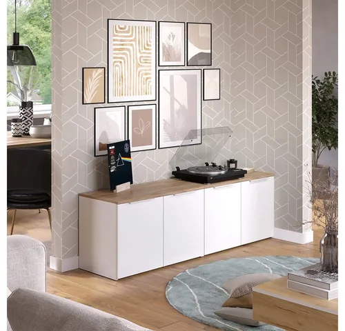 Vicco Wohnwand Wido, Weiß/Sonoma – 2-teiliges Set von Vicco