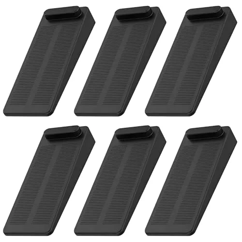 Türstopper keil für alle Böden (6 Stück), 9,3 * 4 * 2cm Türstopper Boden, Ungiftig Kein Unangenehmer Geruch Türpuffer, Für alle Böden, Holzkeile für alle Arten von Türen, Schwarz