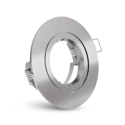 linovum Einbaustrahler Einbau Rahmen Edelstahl Optik gebürstet rund starr inkl. GU10 Fassung für LED oder Halogen