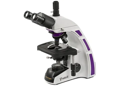 Omegon Nabla III Trino Auf- und Durchlichtmikroskop - Das Omegon Nabla III bietet Laborstandard für Profis: mit 8 kg Stabilität, exzellentem LED-Licht und großem Objekttisch für mühelose Handhabung komplexer Präparate.