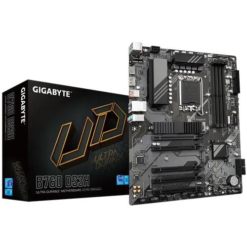 GIGABYTE B760 DS3H Mainboard - ATX, Sockel 1700, 4x DDR5 Unterstützung, erstklassige Leistung für Gaming und produktive Anwendungen