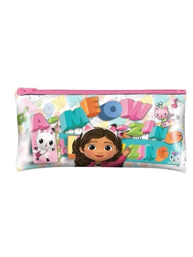 Gabbys Dollhouse KL87687 - Mehrfarbige Federmappe mit 5-teiligem Schreibwarenset, inklusive Bleistift, Anspitzer, Radiergummi und Lineal, ideal für kreative Kinder