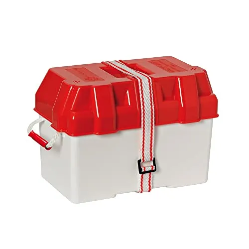 Osculati Batteriekasten 100 A, Moplen weiß/rot - Bootsport: Robuster Batteriekasten aus Moplen, ideal für die sichere Aufbewahrung von Batterien auf Booten.
