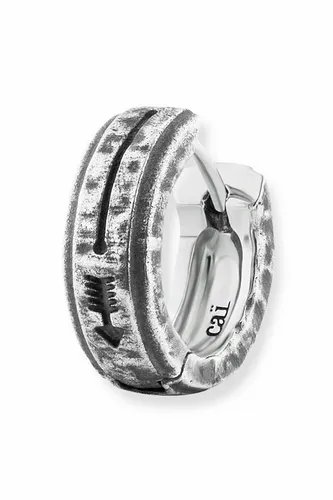cai Herren Single-Ohrring 925/- Sterling Silber, 1,4cm Matt - Ohrringe für Herren aus echtem Silber 925, mit oxidierter Oberfläche und hohem Tragekomfort. Perfekt als Geschenk für den Freund oder Mann, inklusive Etui zur sicheren Aufbewahrung.