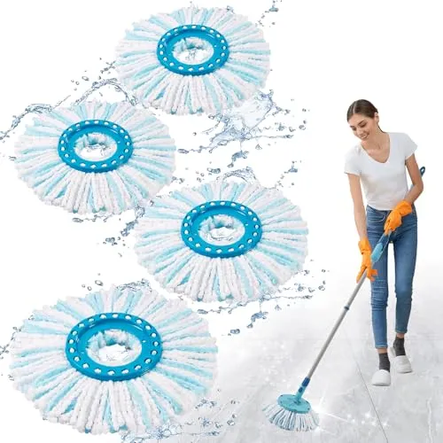 Stück Ersatzkopf Kompatibel mit Clean Twist Disc Mop, 2-Faser-System Bodenwischer Ersatzbezug Kompatibel mit Wischmop Sehr SaugfäHiger Starke Dekontamination für Alle Bodenarten 4